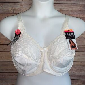 Lilyette by Bali Cream Lace Bra - Size 42DD
